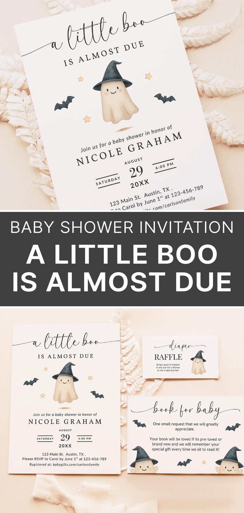 Little Boo Halloween Baby Shower Invitation Ghost Baby Shower Invite