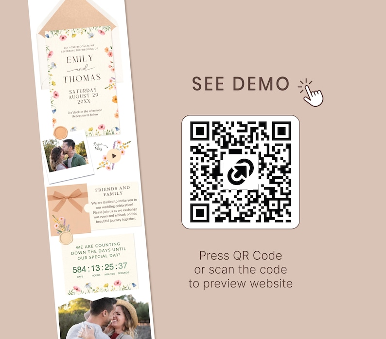 Pastel Floral Wedding Website RSVP Trackable Floral Wedding Template