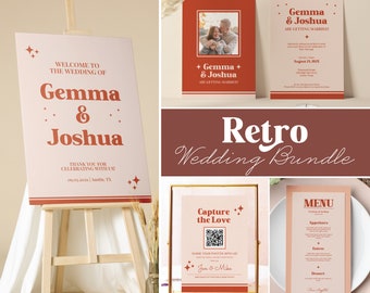 Retro Wedding Bundle Boho Wedding Decor Bundle Wedding Sign Bundle Wedding Sign Canva Wedding Printable Sign Wedding Bundle Template Sign