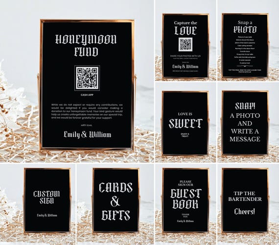 Halloween Wedding Signs Bundle Moody Wedding Signage Bundle Canva Goth Wedding Sign Printable Spooky Wedding Signs Till Death Do Us Part