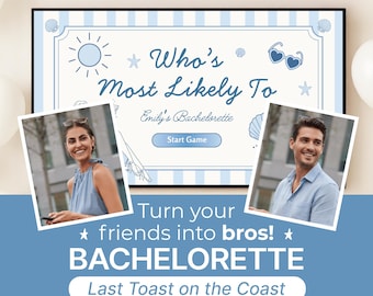 Last Toast On The Coast Gender Swap Bachelorette Game Most Likely To Beach Bach Party Game Bridal Shower TV Game Fun Game Hen I do Fun Game