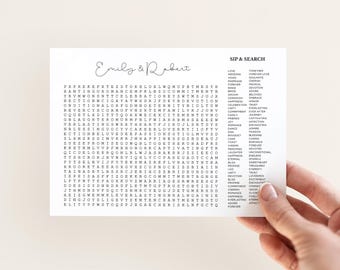 Small Wedding Word Search Puzzle Sip and Search Printable Word Search Wedding Template Wordsearch Wedding Game Custom Word Search Wedding