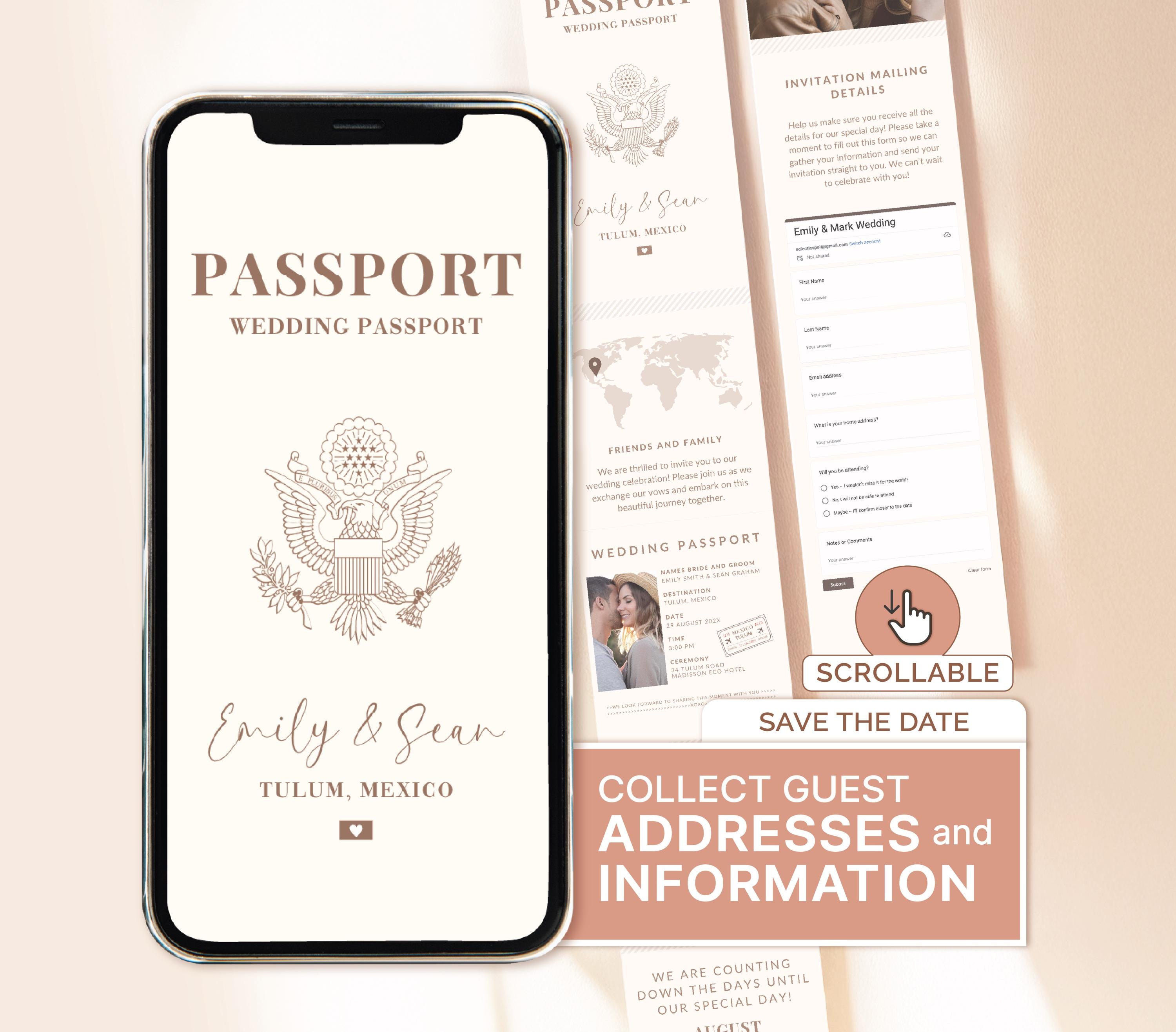 Save the Date Destination Wedding Save the Date Card Digital Save the Date Template Destination Wedding Passport Save The Date Electronic