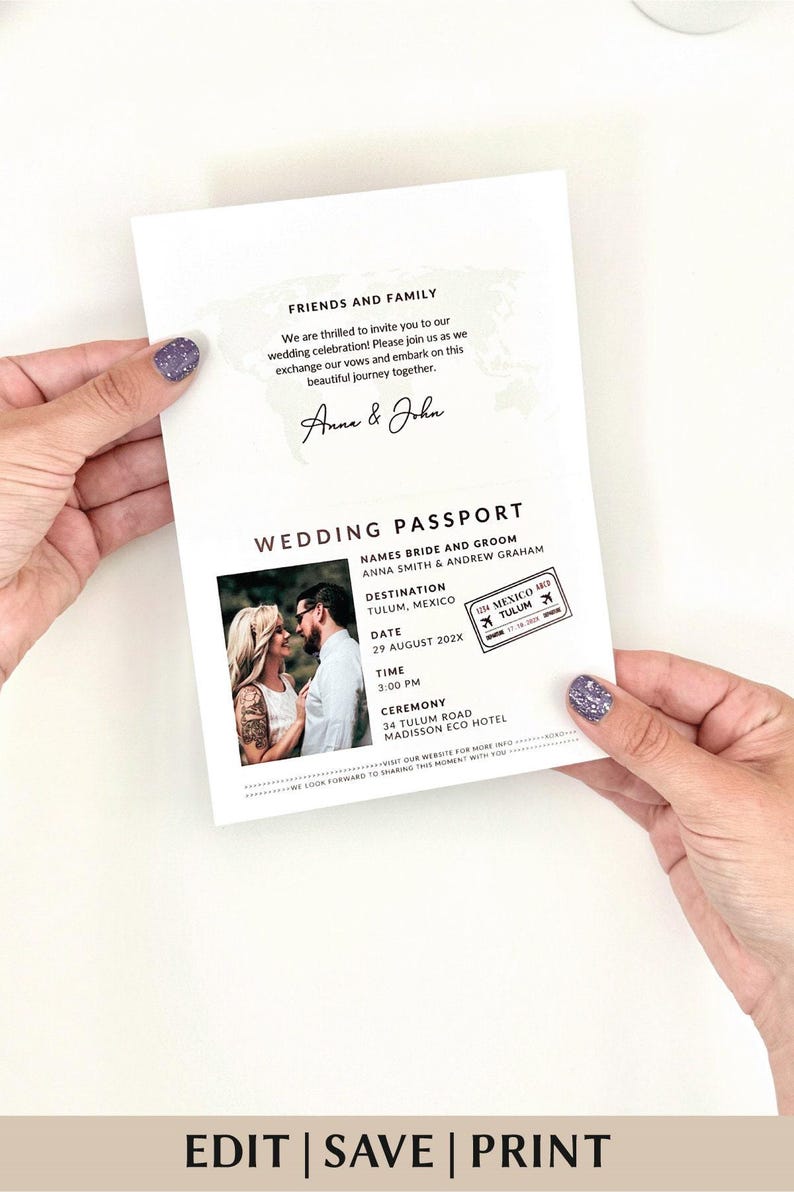 Passport Editable Template Passport Printable Invitation Passport Template Canva Invite