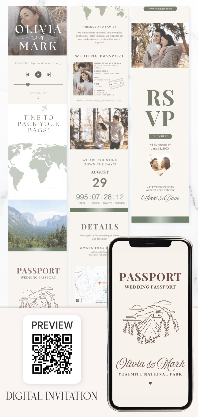 National Park Wedding Invitation National Park Destination Wedding Park