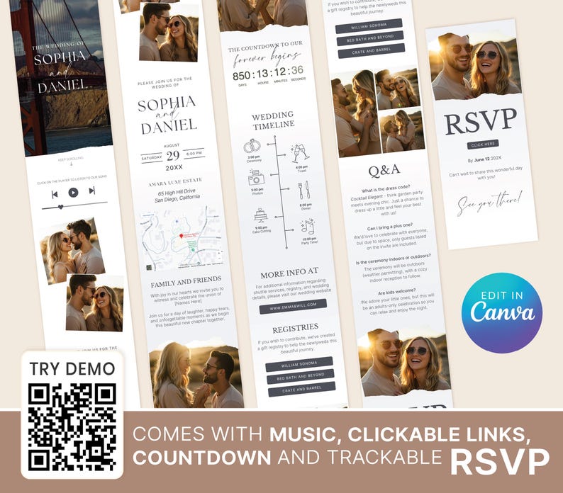 Digital Wedding Website RSVP Invitación Boda Digital Boda Pagina Editable