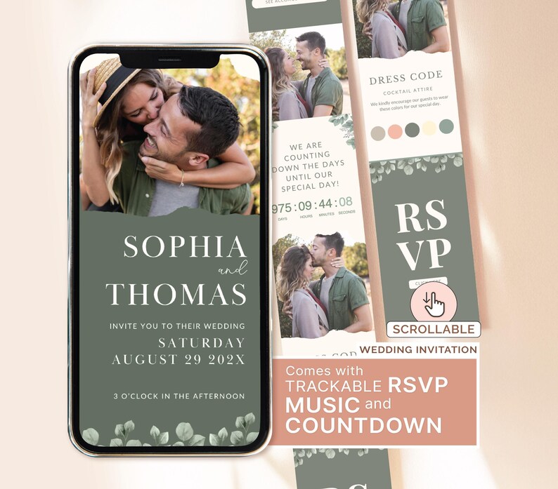 Sage Green Wedding Invitation Digital Invitation Suite Wedding Sage Green