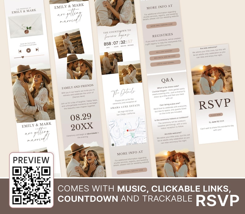 Wedding Invite Template Digital Wedding Announcement Minimalist