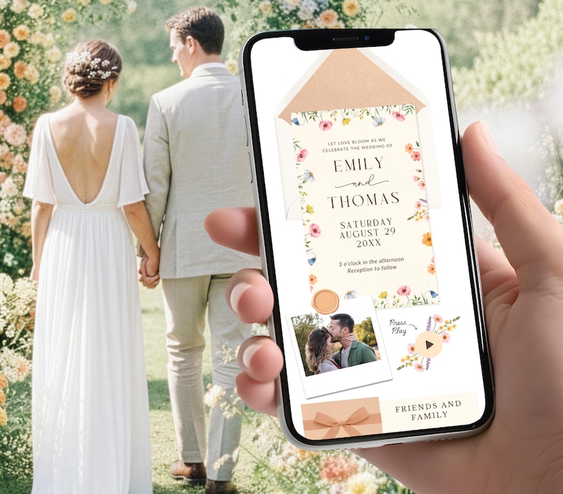 Spring Wedding Website Invitation Wildflower Wedding Invitation Digital