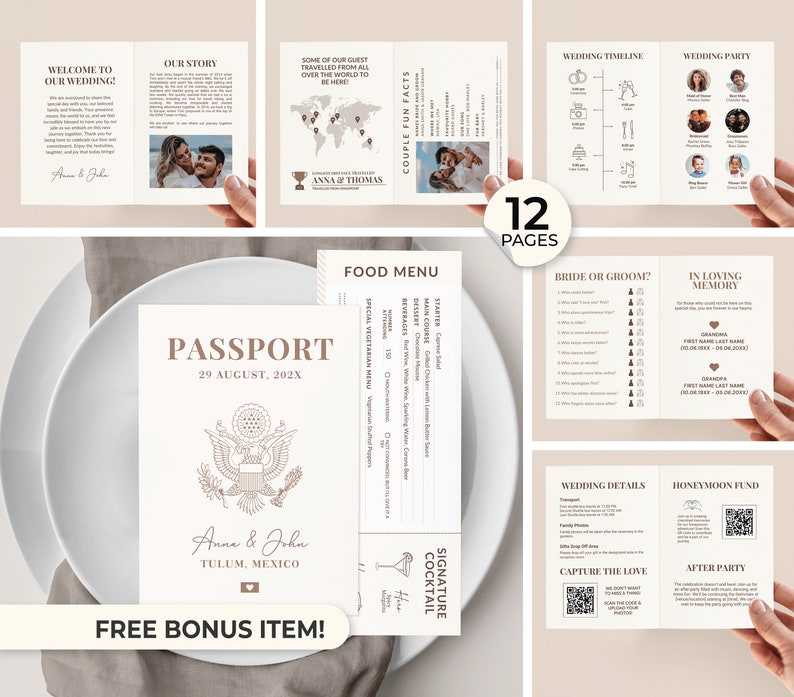 wedding Passport Program Wedding Order of Event Booklet Wedding Planning Destination Canva