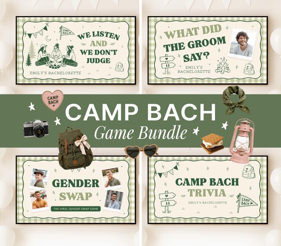 Last Trail Before the Veil Bachelorette Game Bundle Camp Bach Bachelorette Theme Camp Bach Girl Trip Game Most Likely Hen Party Canva Game