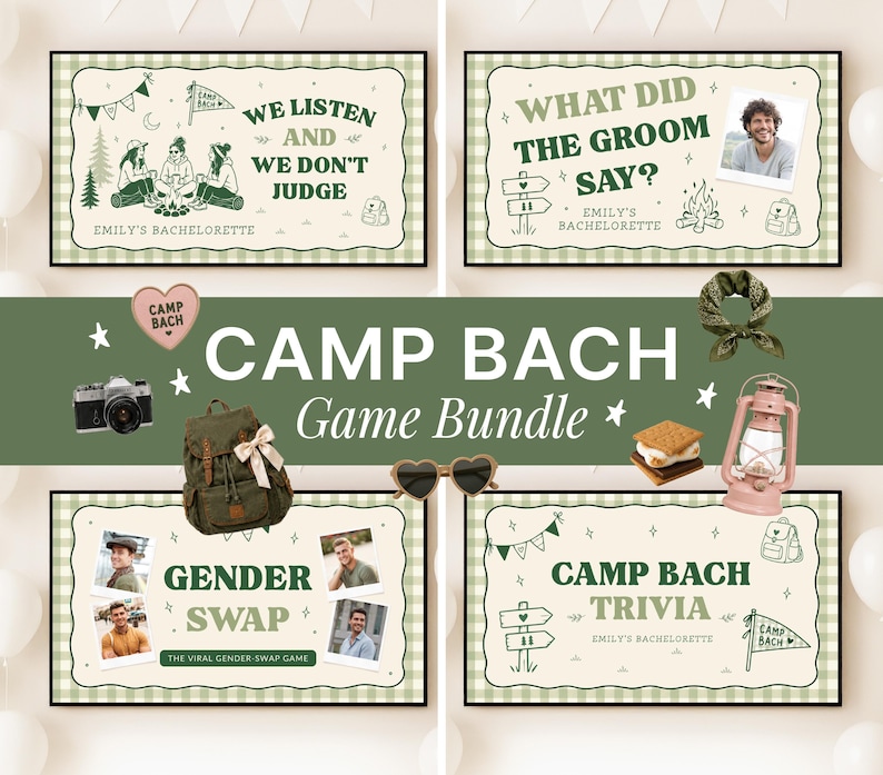Last Trail Before the Veil Bachelorette Game Bundle Camp Bach Bachelorette Theme