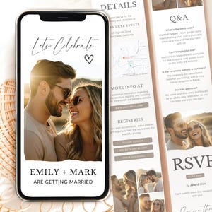 Canva Webeinladung Hochzeit Digitale Hochzeitswebsite Online Invite Template Moderne Hochzeits-RSVP Einladung Digitale Hochzeitsansage DIY
