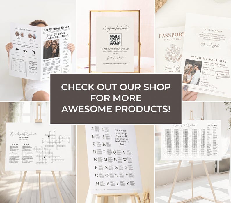 Small Custom Crossword Puzzle Wedding Custom Crossword Template Game Sip And Solve Bridal Shower Crossword Puzzle Game Bridal Shower Game image 9