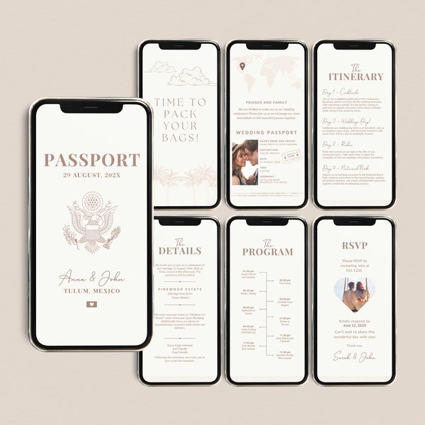 Wedding Passport Invitation Digital Animated Destination Wedding Invite Travel Wedding Electronic Invitation Wedding RSVP Digital Boarding