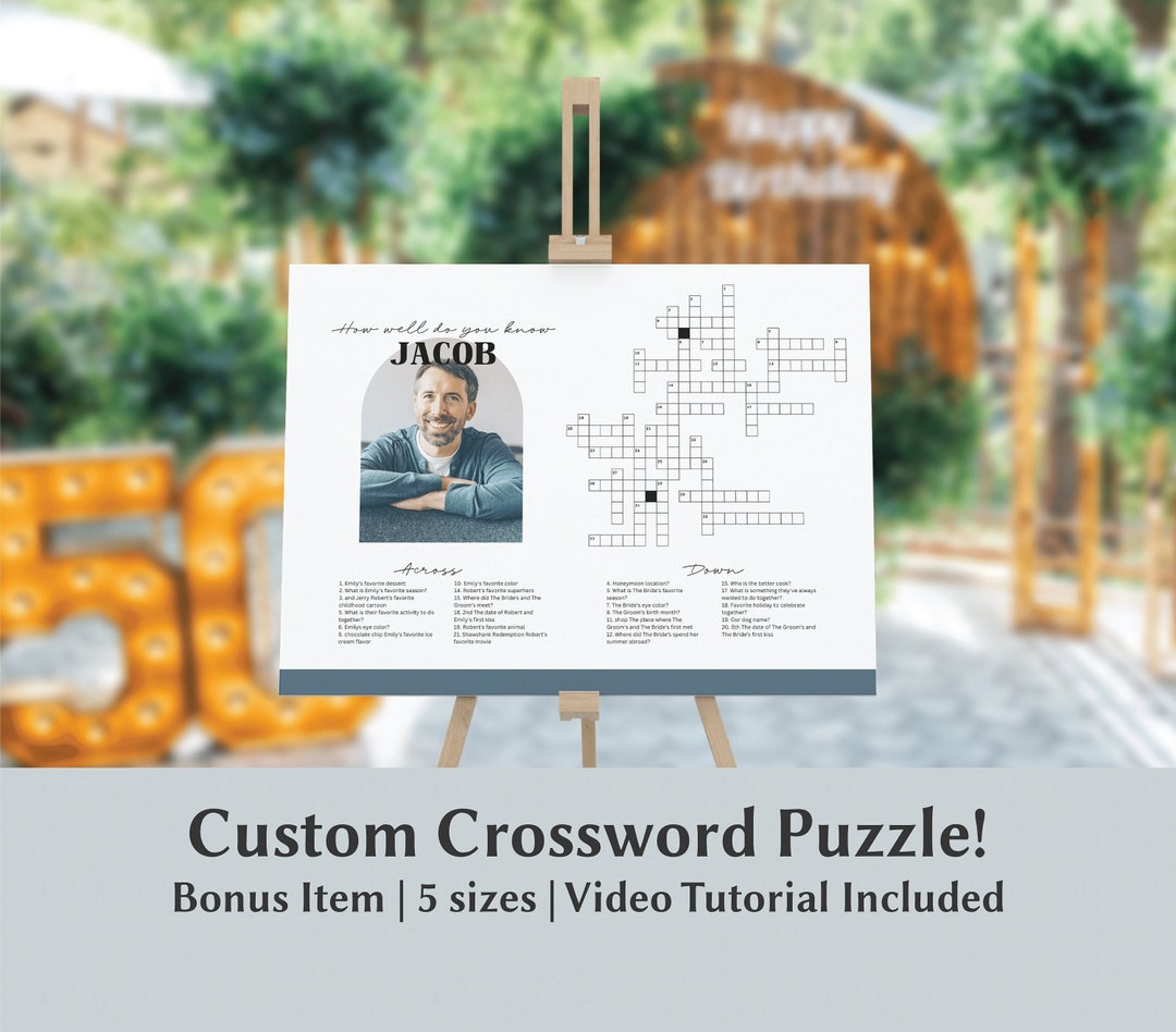 Custom Crossword Men Birthday Decoration 50th Birthday Party Decor 40th