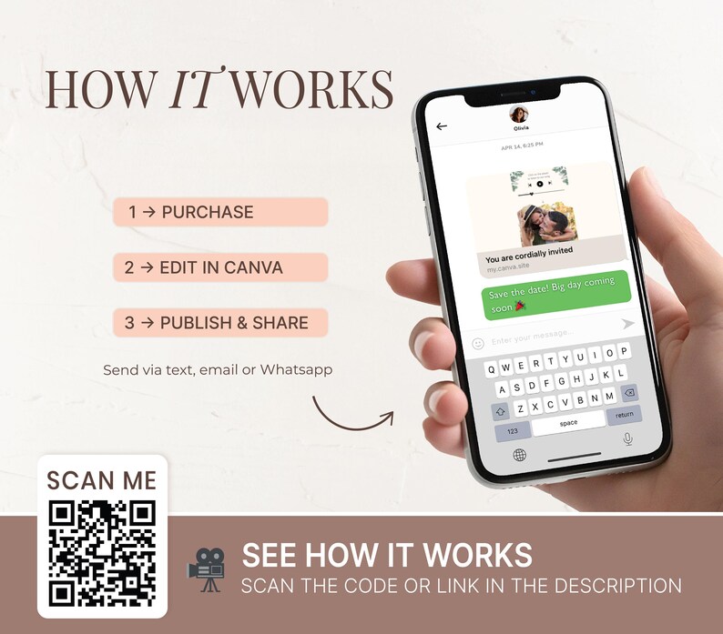 a person holding a cell phone with a qr code on it