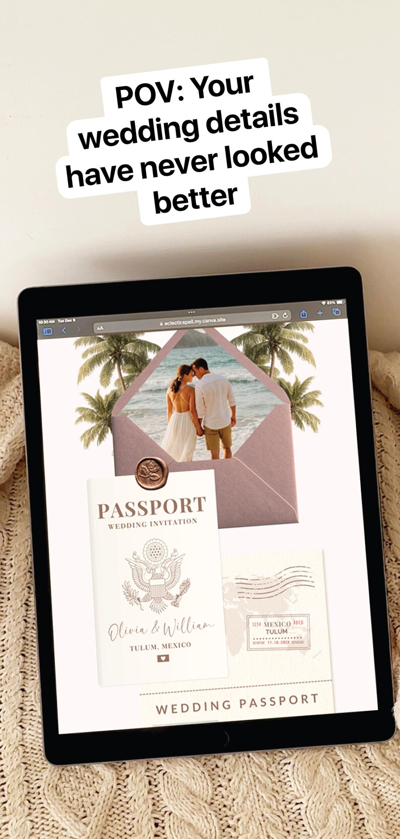 Passport Wedding Website with RSVP Template Destination