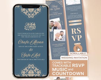 Digital Muslim Nikah Wedding Invitation Template (Website)