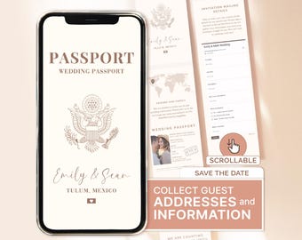 Save the Date Destination Wedding Save the Date Card Digital Save the Date Template Destination Wedding Passport Save The Date Electronic