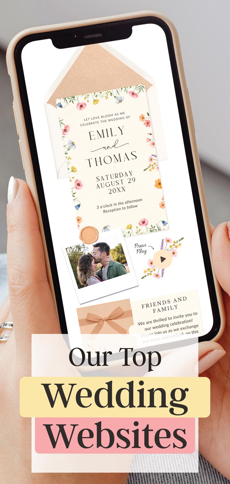 Spring Wedding Website Invitation Wildflower Wedding Invitation Digital