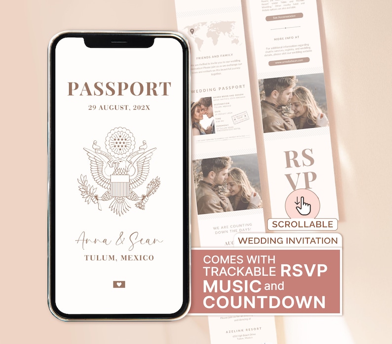 Destination Wedding Invitation Website Passport Wedding Website Invitation