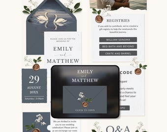 Wedding Website Template Wedding Invitation Website Canva Template Wedding Invitation Vintage RSVP Website Digital Elegant Wedding Invite