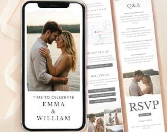 CANVA Wedding Invitation With Trackable RSVP Wedding Announcement Elegant Invitation Minimalist Wedding E-Invite Editable Wedding Website