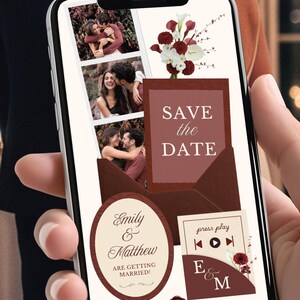 Maroon Digital Save the Date Wedding Elegant Wedding Announcement