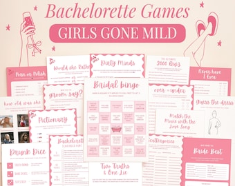 Jogo de despedida de solteira Girl Gone Mild para imprimir, jogo de despedida de solteira para adultos, jogos para imprimir, pacote divertido de jogo de despedida de solteira rosa