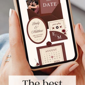 Burgundy Wedding Website Invitation Merlot Floral Save the Date Template