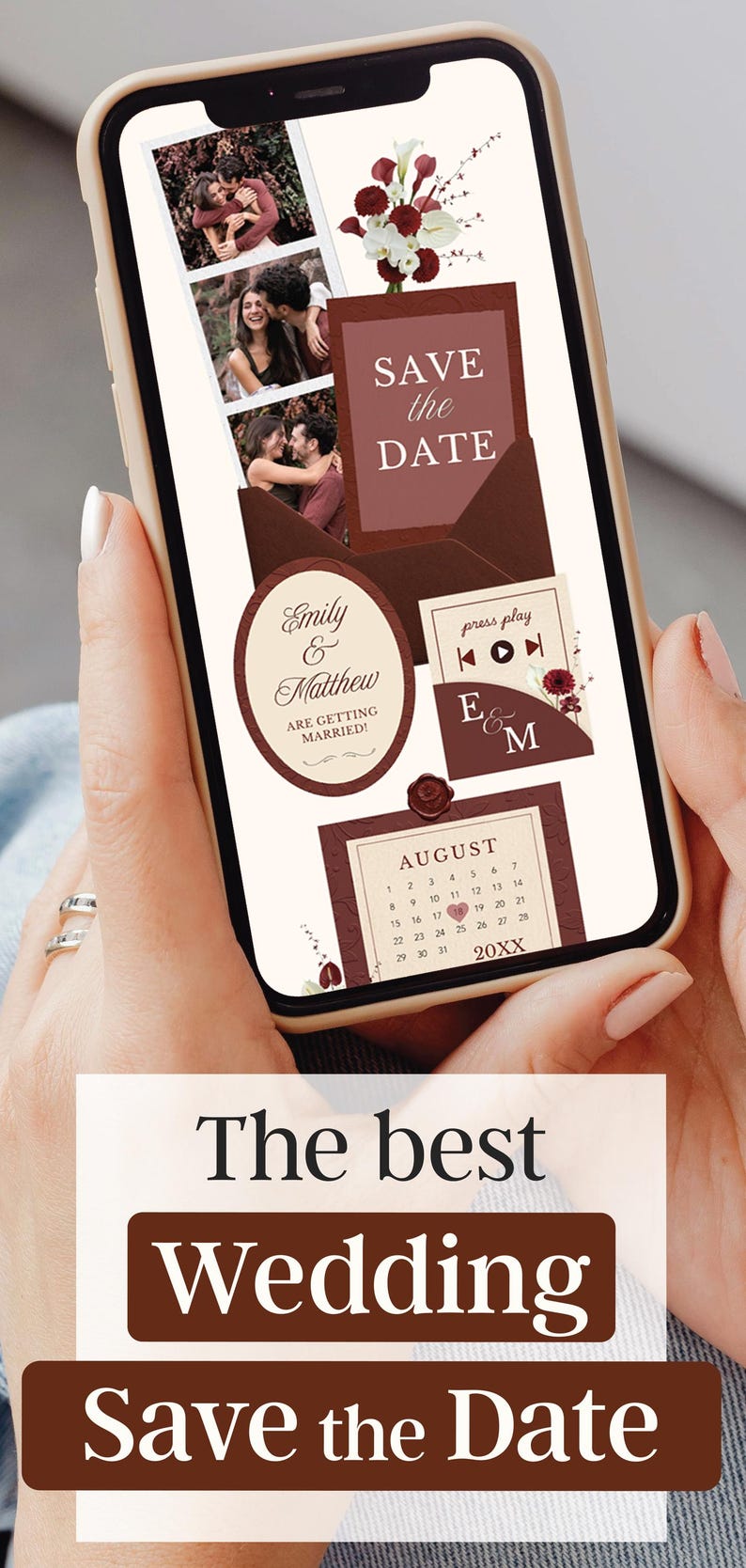 Burgundy Wedding Website Invitation Merlot Floral Save the Date Template