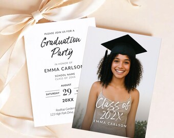 Graduation Invitation Printable Photo Graduation Invite Template Class Of 2025 Graduation Card Editable Grad Party Invite Grad Modern Invite