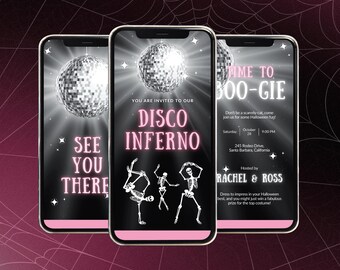 Disco Halloween Invitation Canva Template Halloween Disco Invite Halloween Disco Invitation Costume Party Printable Invitation Halloween DIY
