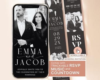Modern Black and White Wedding Invitation Modern Minimalist Wedding Digital Invitation Elegant Wedding Invitation Luxury Wedding Invite RSVP