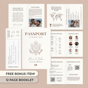 Wedding Program Passport Custom Wedding Program Template Wedding Passport