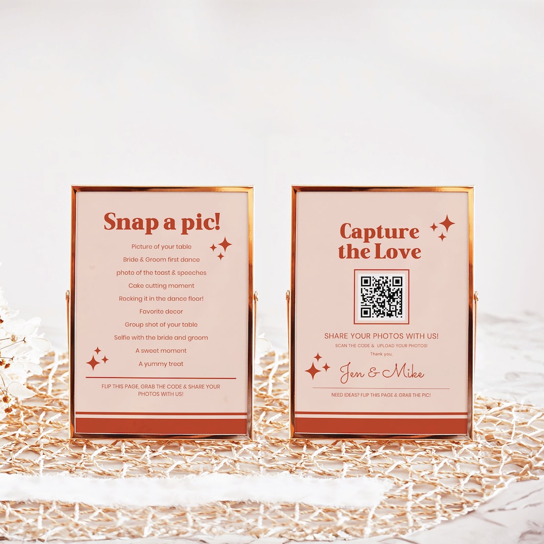 Wedding QR Code Sign Retro Photo QR Code Retro Wedding Sign Template ...