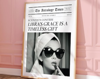 Poster LIBRA Art Libra Wall Decor Libra Print Trendy Newspaper Decor Print Astrologia Wall Art Living Room Decor Bilancia Zodiac Gift Idea Carino