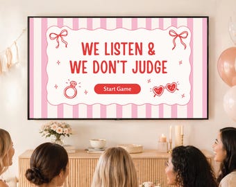 Nous écoutons et ne jugeons pas le modèle de jeu EVJF Jeu d'enterrement de vie de jeune fille amusant sur toile modifiable