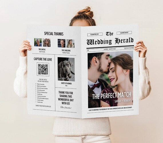 Wedding Newspaper Template Wedding Day Program Template Wedding Unique Idea Wedding Decor Modern Wedding Itinerary Template Wedding Keepsake