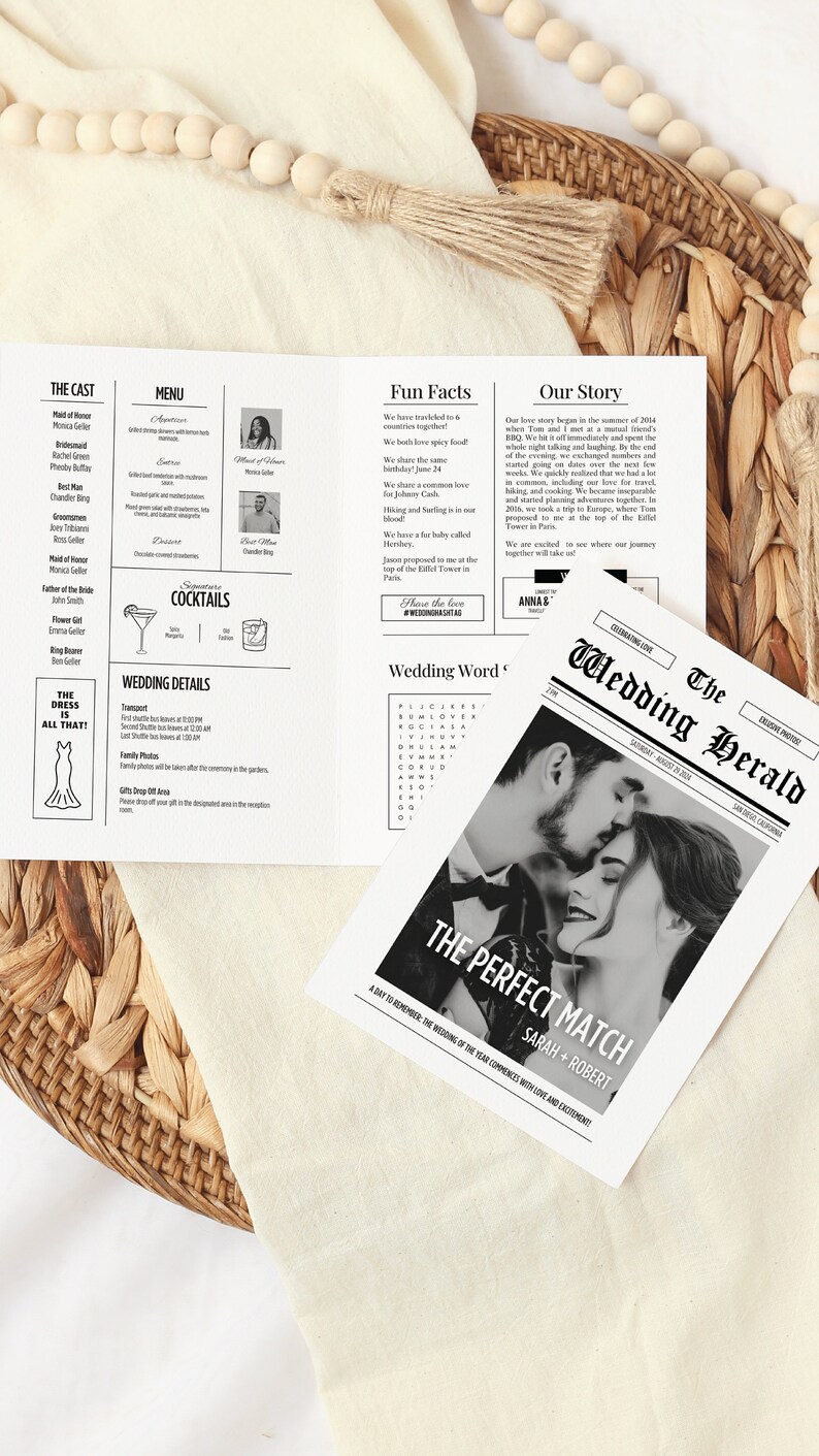 Wedding Unique Idea Wedding Decor Modern Wedding Itinerary Template Wedding Keepsake
