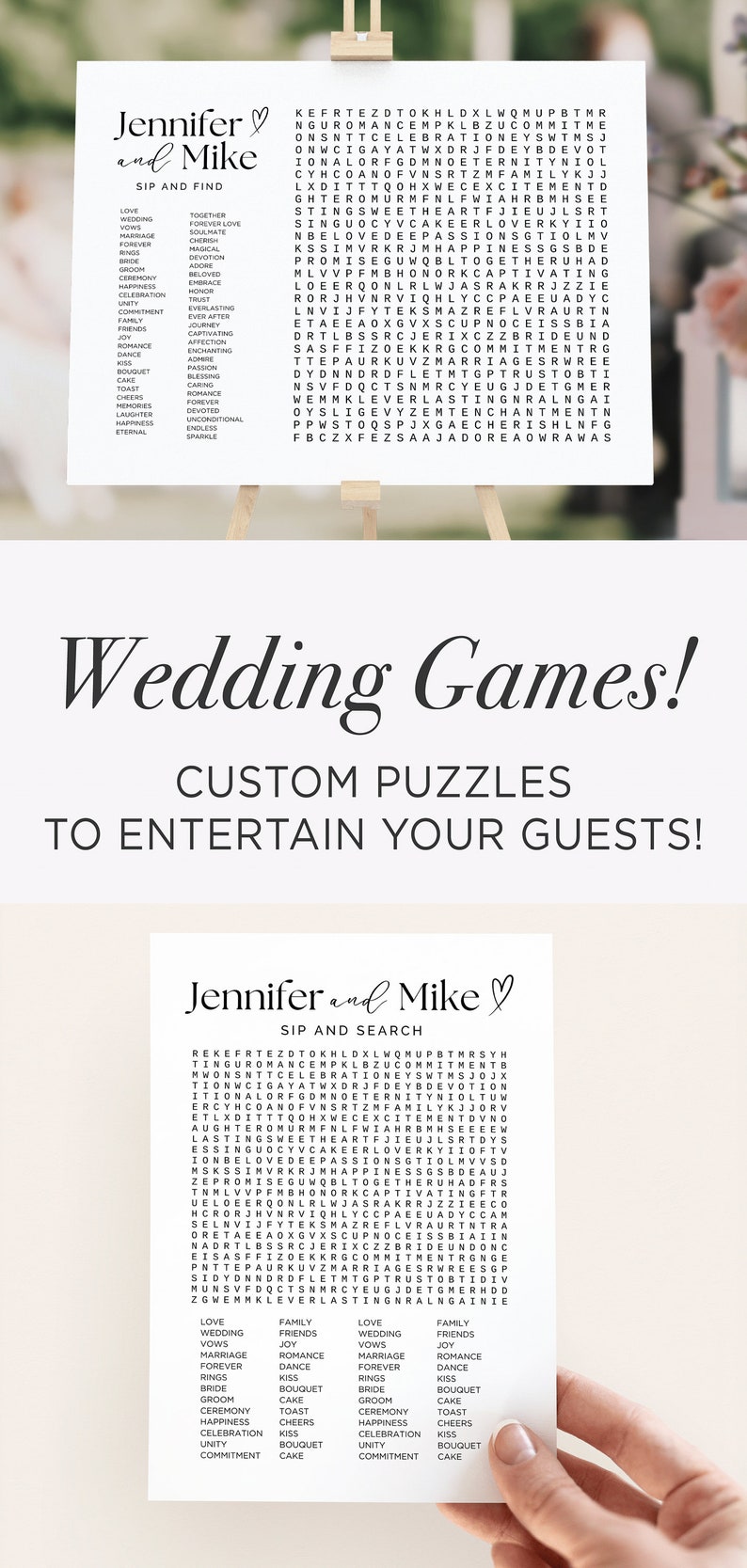 Custom Wedding Word Search Game Sip and Search Wedding Word Search Printable