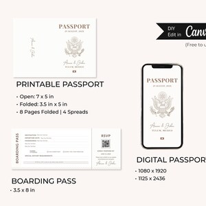 Destination Wedding Passport Printable Passport Wedding Digital Invitation