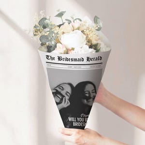 Newspaper Bridesmaid Proposal Card Template Bridesmaid Newspaper Flower Wrap Will You Be My Bridesmaid Flower Maid of Honor Unique Proposal