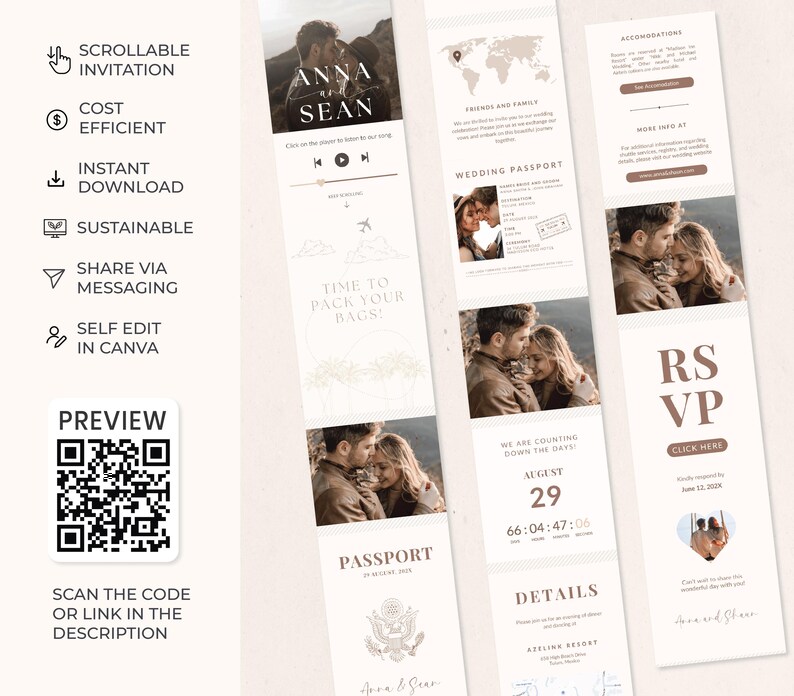 Passport Wedding Invitation Digital Wedding Invite Wedding Invitation Card