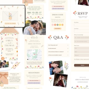 Pastel Floral Wedding Website RSVP Trackable Floral Wedding Template