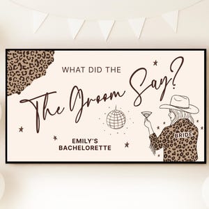 Lets Get Wild Bachelorette Game What Did the Groom Say Cheetah Bach Party Jungle Themed bachelorette Wild Bachelorette Theme Cheetah Decor