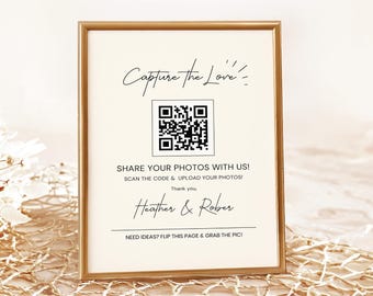Huwelijksfoto QR-code QR-codebord foto bruiloft uploaden QR-codesjabloon Trouwfoto's Aangepast bord voor gast Foto delen Receptiedag