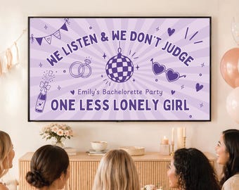 Un modèle de jeu d'enterrement de vie de jeune fille solitaire en moins que nous écoutons et nous ne jugeons pas le jeu EVJF sur la plage Thème violet Bach Y2K Bach Party
