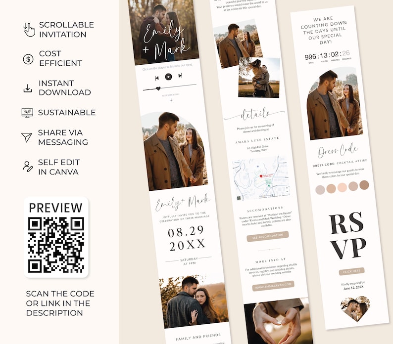 Wedding Electronic Invitation Wedding Modern Photo Invite RSVP Card